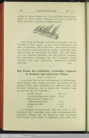 Das Tonen des Collodion- (Celloidin) Papieres in braunen und schwarzen Tönen