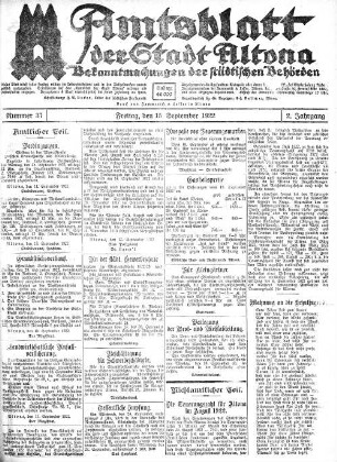 Nummer 37 : Freitag, den 15. September 1922