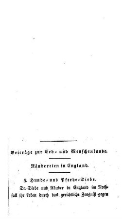 Beiträge zur Erd- und Menschenkunde : Räubereien in England