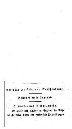 Beiträge zur Erd- und Menschenkunde : Räubereien in England