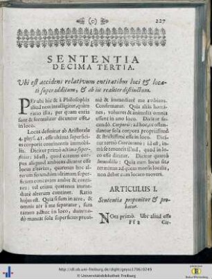 Sententia XIII.