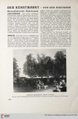 822-837 Der Kunstmarkt - Von den Auktionen