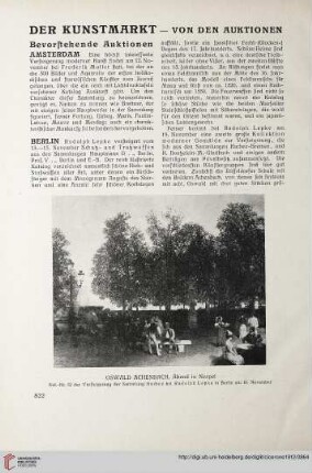 822-837 Der Kunstmarkt - Von den Auktionen