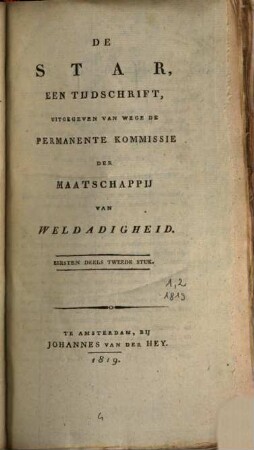 De star : een tijdschrift. 1. 1819, Stuk 2