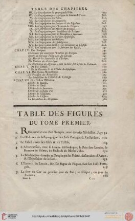 Table des figures du tome premier