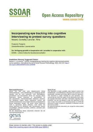 Incorporating eye tracking into cognitive interviewing to pretest survey questions