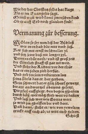 Vermanung zur besserung.