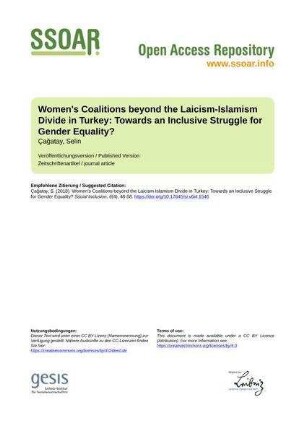 Women's Coalitions beyond the Laicism-Islamism Divide in Turkey: Towards an Inclusive Struggle for Gender Equality?