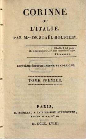 Corinne ou l'Italie, 1