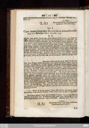 Lit. I. Copia fernern dergleichen Memorialis ad dictum Serenissimum, d. d. Meiningen, den 15. Decembr, 1746.