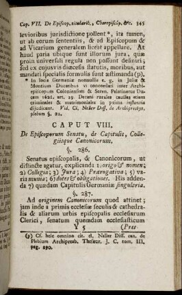 Caput VIII. De Episcoporum Senatu, de Capitulis, Collegiisque Cannonicorum.