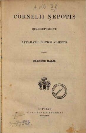 Cornelii Nepotis : quae supersunt