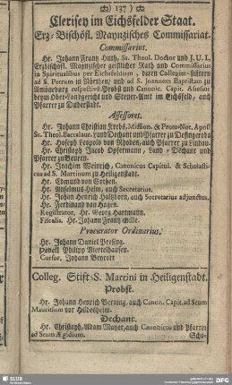 Clerisen im Eichsfelder Staat