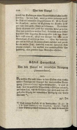 Achtes Hauptstück. Von dem Mangel der monatlichen Reinigung (Amenorrhoea).