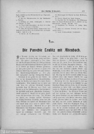 Die Parochie Leulitz mit Altenbach