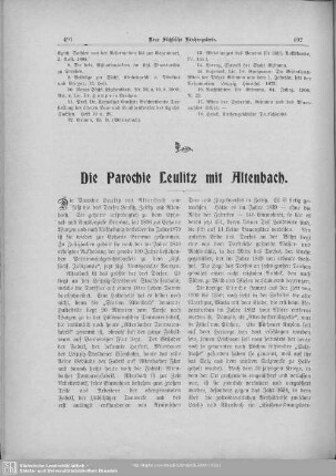 Die Parochie Leulitz mit Altenbach