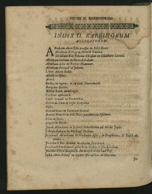 Index II. Rabbinorum Allegatorum.