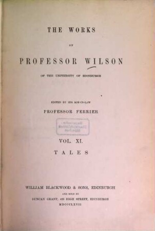 The works of Professor Wilson, 11. Tales