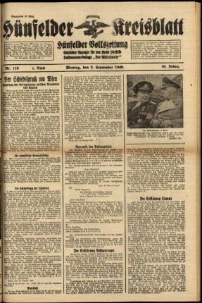 Erste Ausgabe vom Montag, den 02. September 1940.