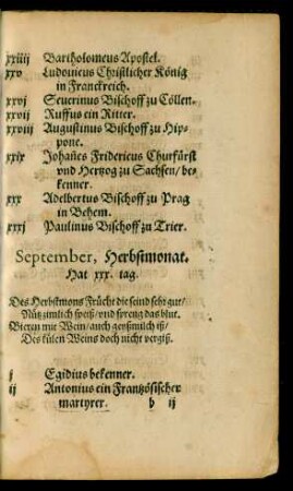 September, Herbstmonat. Hat xxx. tag.