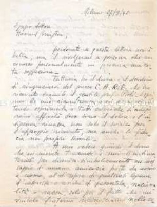 Brief eines italienischen Quäkers an das Pendle Hill College (italienisch) - Sachkonvolut
