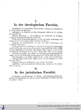 I. In der theologischen Facultät.
