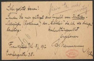 Brief an B. Schott's Söhne : 05.01.1912