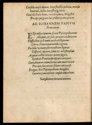 Ad Iohannem Papium Franconem.
