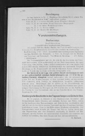 Vereinsmitteilungen.