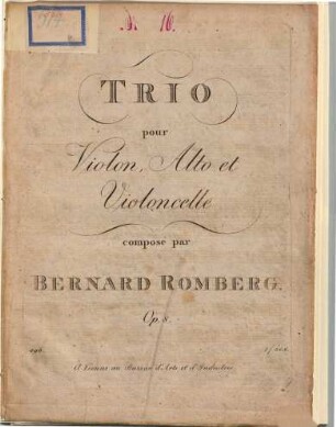 Trio pour violon, alto et violoncelle : op. 8