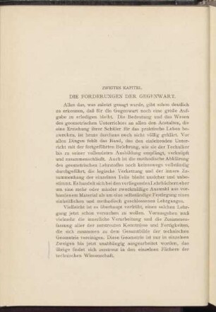 Zweites Kapitel. Die Forderungen der Gegenwart.