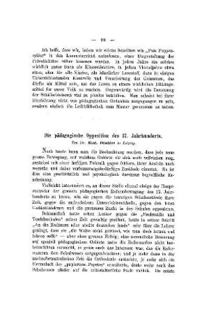 Die pädagogische Opposition des 17. Jahrhunderts