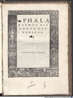 Phalarismus : Dialogus Huttenicus
