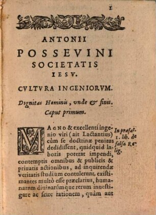 Ant. Possevini Cultura Ingeniorum
