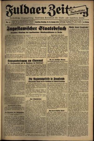 Ausgabe vom Samstag, den 15. Januar 1938.