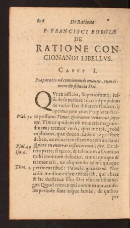 De Ratione P. Francisci Borgiae De Ratione Concionandi Libellvs.