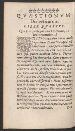 Quaestionum Dialecticarum Liber Quartus.