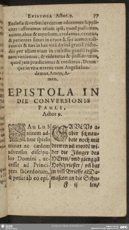 Evangelium In Die Conversionis Pauli, Actor. 9