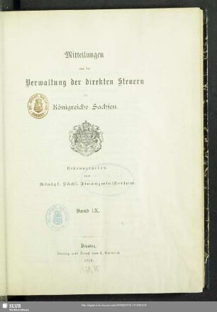 9.1907/10: Mitteilungen aus der Verwaltung der direkten Steuern im Königreiche Sachsen