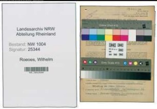 Entnazifizierung Wilhelm Roeoes , geb. 27.03.1899 (Kranfuehrer)