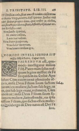 Quomodo Intelligenda Sit mißio Filii a Patre. Caput IIII.