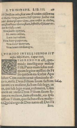 Quomodo Intelligenda Sit mißio Filii a Patre. Caput IIII.