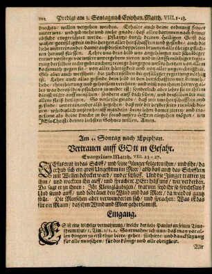 Am 4. Sontag nach Epiphan. Vertrauen auff GOtt in Gefahr