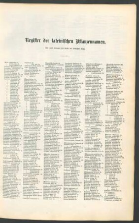 Register der lateinischen Pflanzennamen.