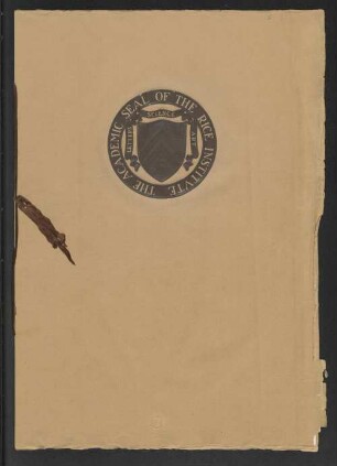 The Rice Institute of liberal and technical learning founded in the city of Houston, Texas, by William Marsh Rice ; and dedicated by him to the advancement of letters, science and art, to be opened for the reception of students in the autumn of nineteen hundred an twelve
