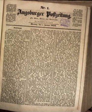 Augsburger Postzeitung. 1844, 1844, [1] = 1 - 6