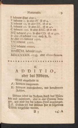 II. Additio, oder das Addiren