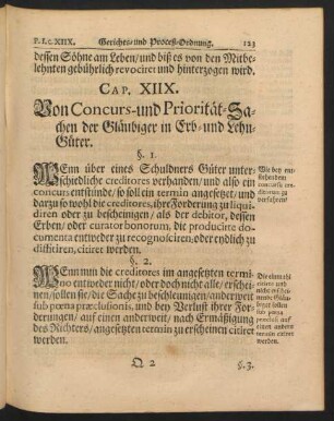 Cap. XIIX. Von Concurs- und Priorität-Sachen der Gläubiger in Erb- und Lehn-Güter