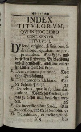Index Titulorum, Qui In Hoc Libro Continentur.