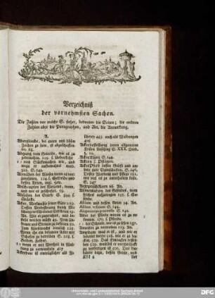 Verzeichniß der vornehmsten Sachen.